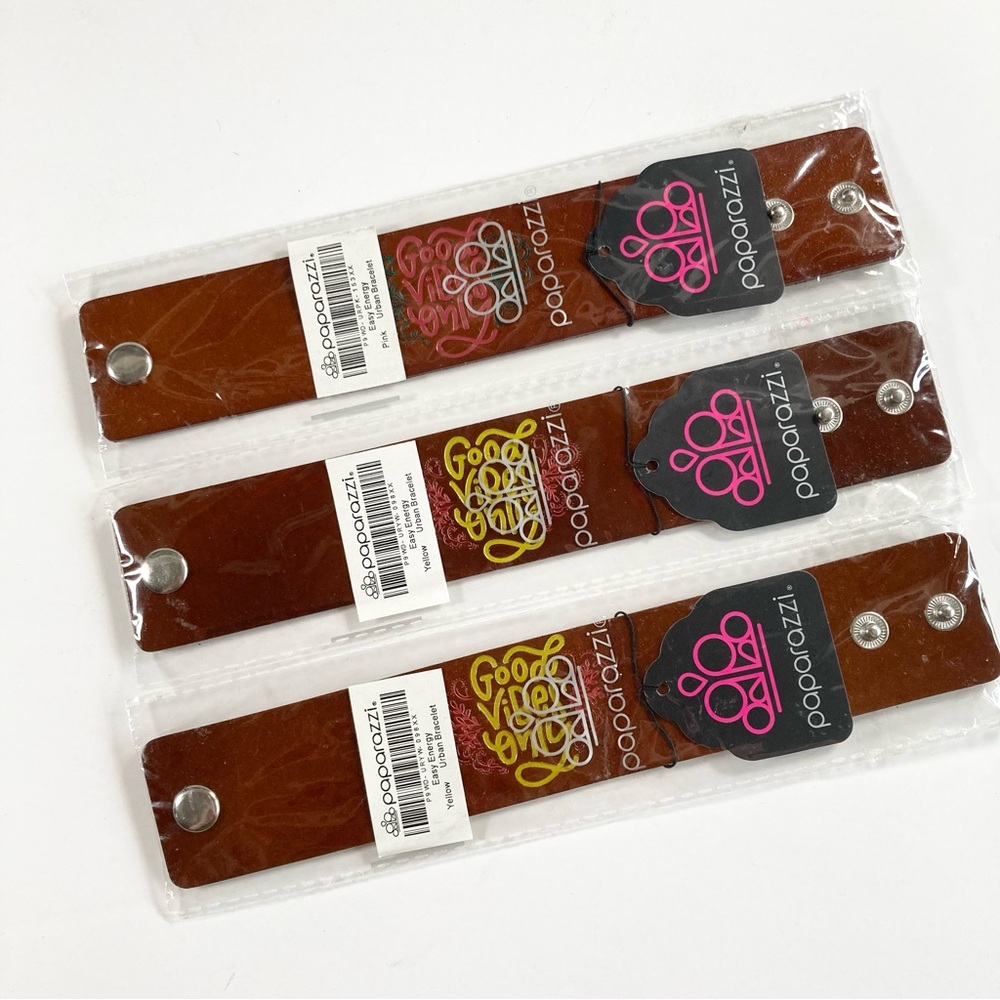 Paparazzi Easy Energy Good Vibes Only Strap Bracelet Lot of 3